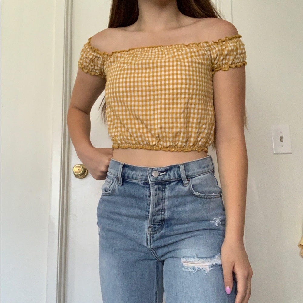 Brandy Melville yellow gingham top